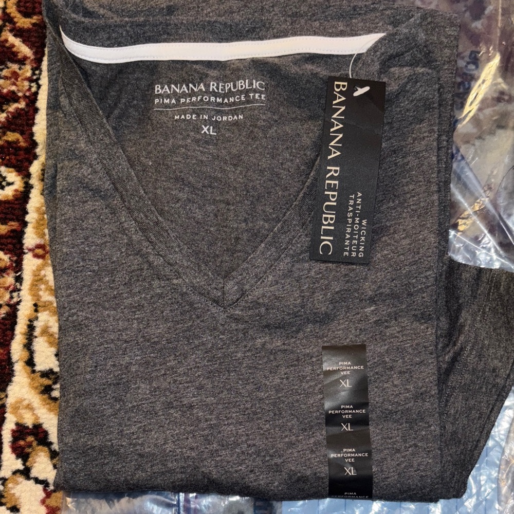 Banana Republic Charcoal V-Neck Tee
